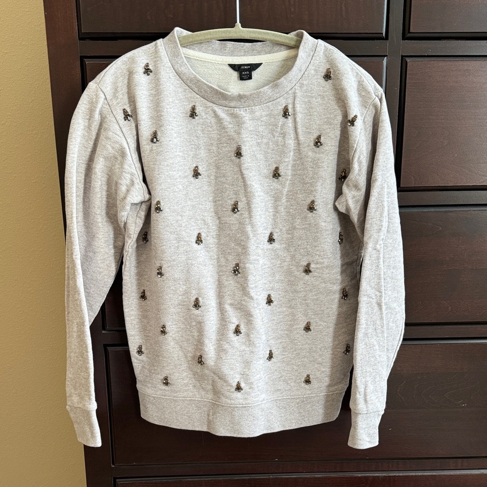 JCrew Women xxs Gray Embellished Sweatshirt